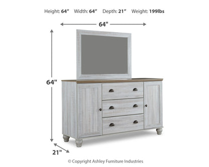 Haven Bay King Panel Storage Bed, Dresser and Mirror