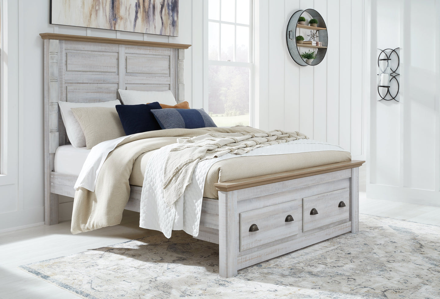 Haven Bay Queen Panel Storage Bed, Dresser and Mirror