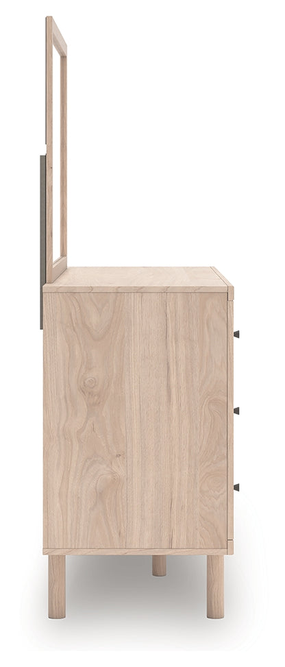 Arloster Full Upholstered Panel Bed, Dresser and Mirror