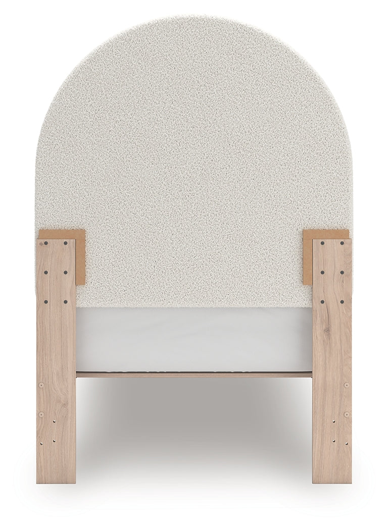 Arloster Twin Upholstered Panel Bed, Dresser and Mirror