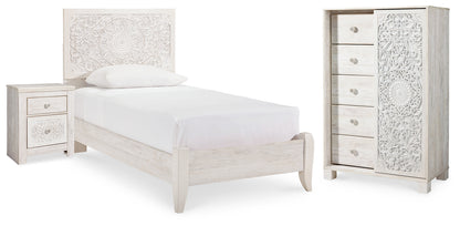 Paxberry Twin Panel Bed, Chest and Nightstand