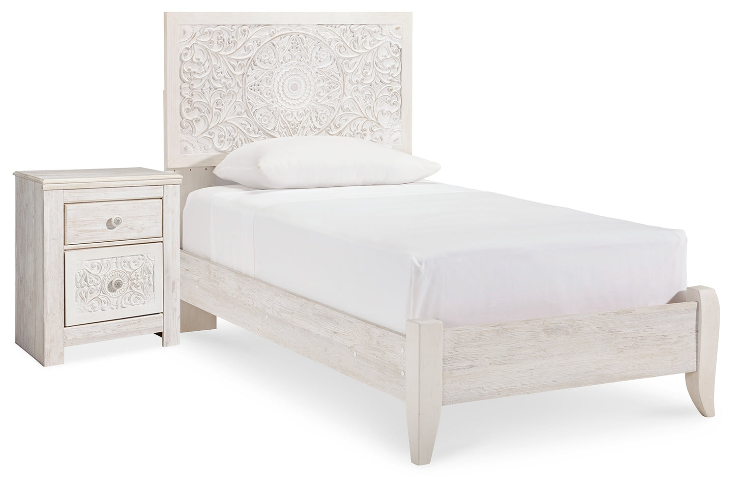 Paxberry Twin Panel Bed and Nightstand