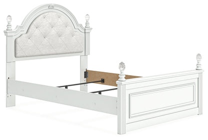Kozlani Full Upholstered Panel Bed, Dresser and Mirror