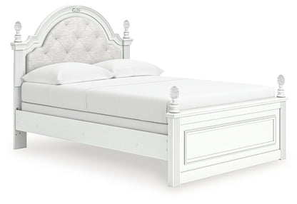 Kozlani Full Upholstered Panel Bed, Dresser and Mirror