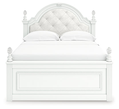 Kozlani Full Upholstered Panel Bed, Dresser and Mirror