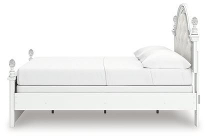 Kozlani Full Upholstered Panel Bed, Dresser and Mirror