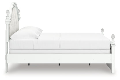 Kozlani Full Upholstered Panel Bed, Dresser and Mirror