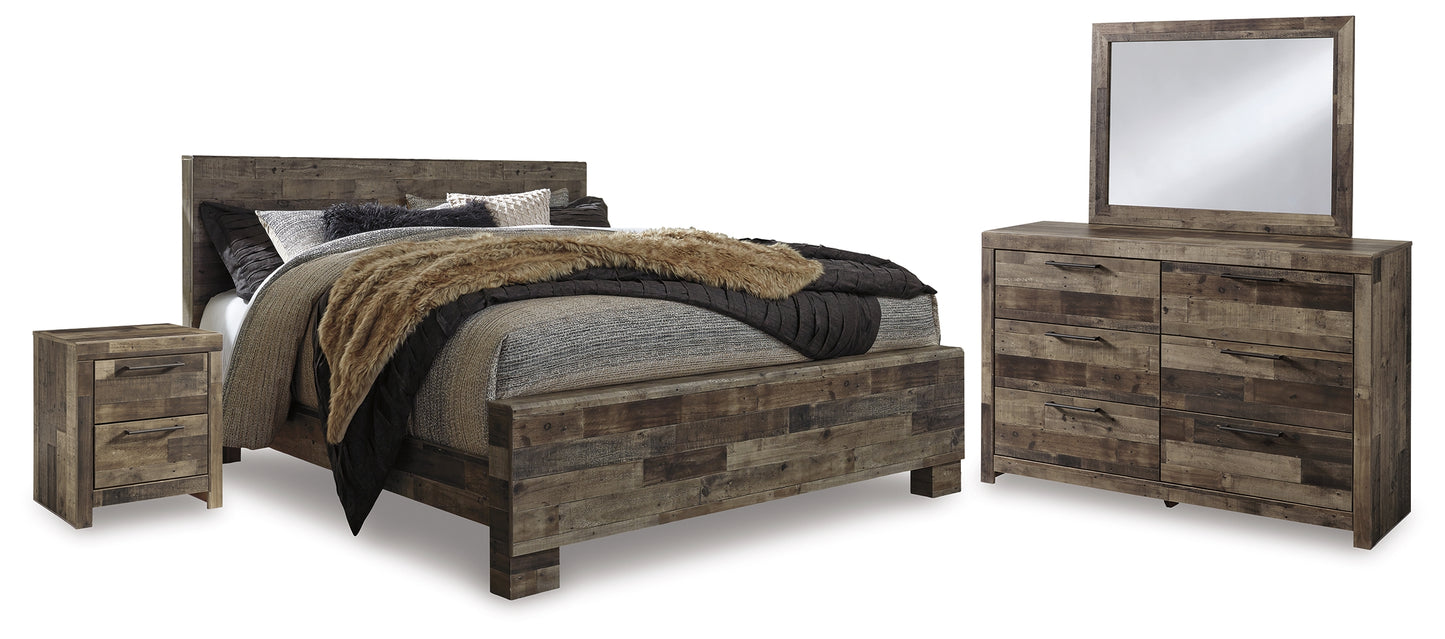 Derekson King Panel Bed, Dresser, Mirror and Nightstand