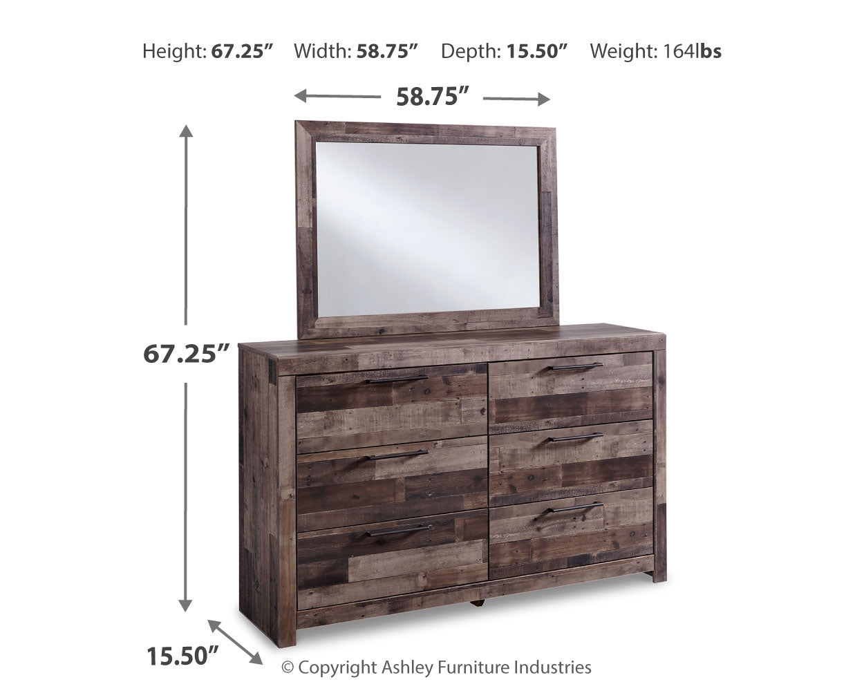 Derekson King Panel Bed, Dresser, Mirror and Chest