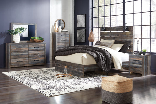 Drystan Queen Panel Bed, Dresser, Mirror, Chest and Nightstand