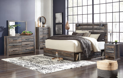 Drystan King Panel Bed, Dresser, Mirror and 2 Nightstands