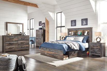 Drystan Twin Bookcase Bed with 2 sided Storage, Dresser and Nightstand