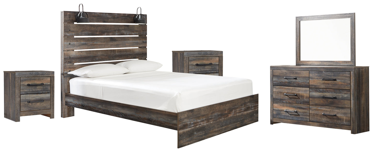 Drystan Queen Panel Bed, Dresser, Mirror and 2 Nightstands