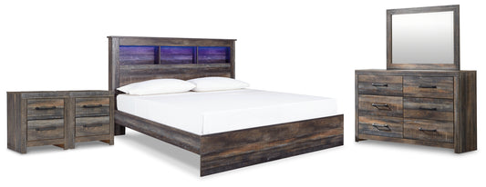 Drystan King Panel Bed, Dresser, Mirror and 2 Nightstands