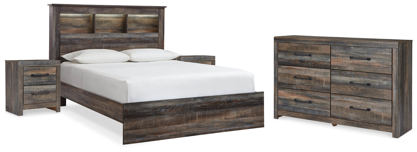 Drystan Queen Bookcase Bed, Dresser and 2 Nightstands