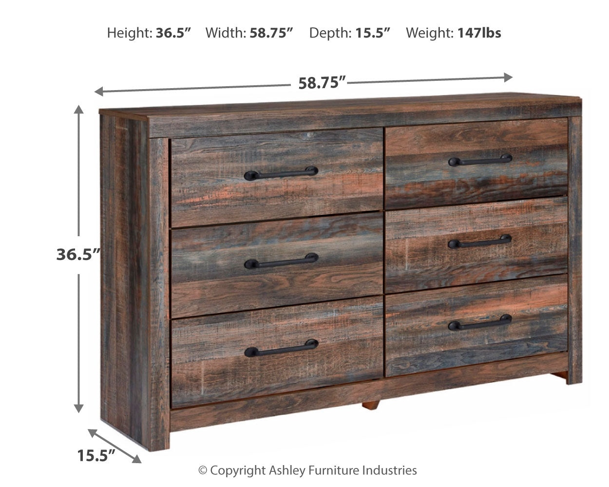 Drystan Queen Bookcase Bed, Dresser and 2 Nightstands