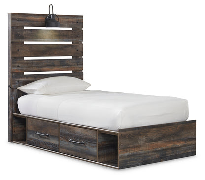 Drystan Twin Panel Bed with 2 Storage Drawers