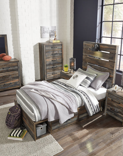 Drystan Twin Panel Bed with 2 Storage Drawers