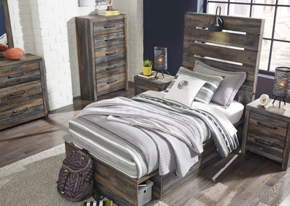 Drystan Twin Panel Bed with 2 Storage Drawers