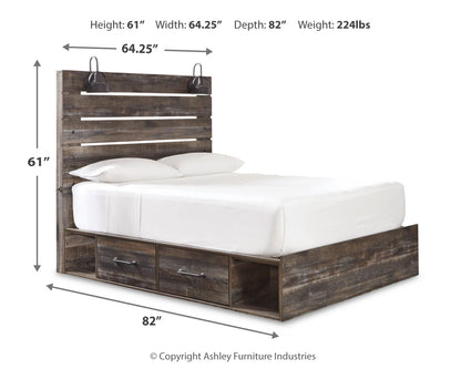 Drystan Queen Panel Storage Bed, Dresser, Mirror, Chest and Nightstand