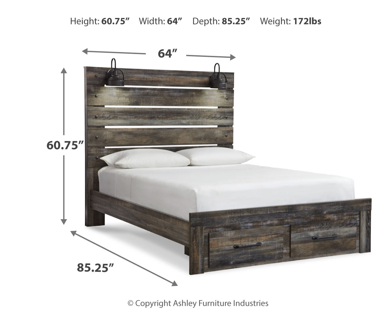 Drystan Queen Panel Storage Bed, Dresser and Mirror