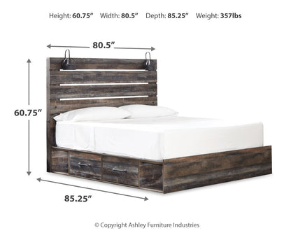 Drystan King Panel Bed with Storage, Dresser, Mirror, Chest and 2 Nightstands