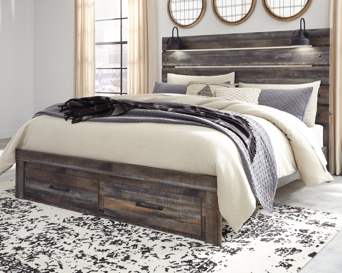 Drystan King Panel Bed with 2 Storage Drawers