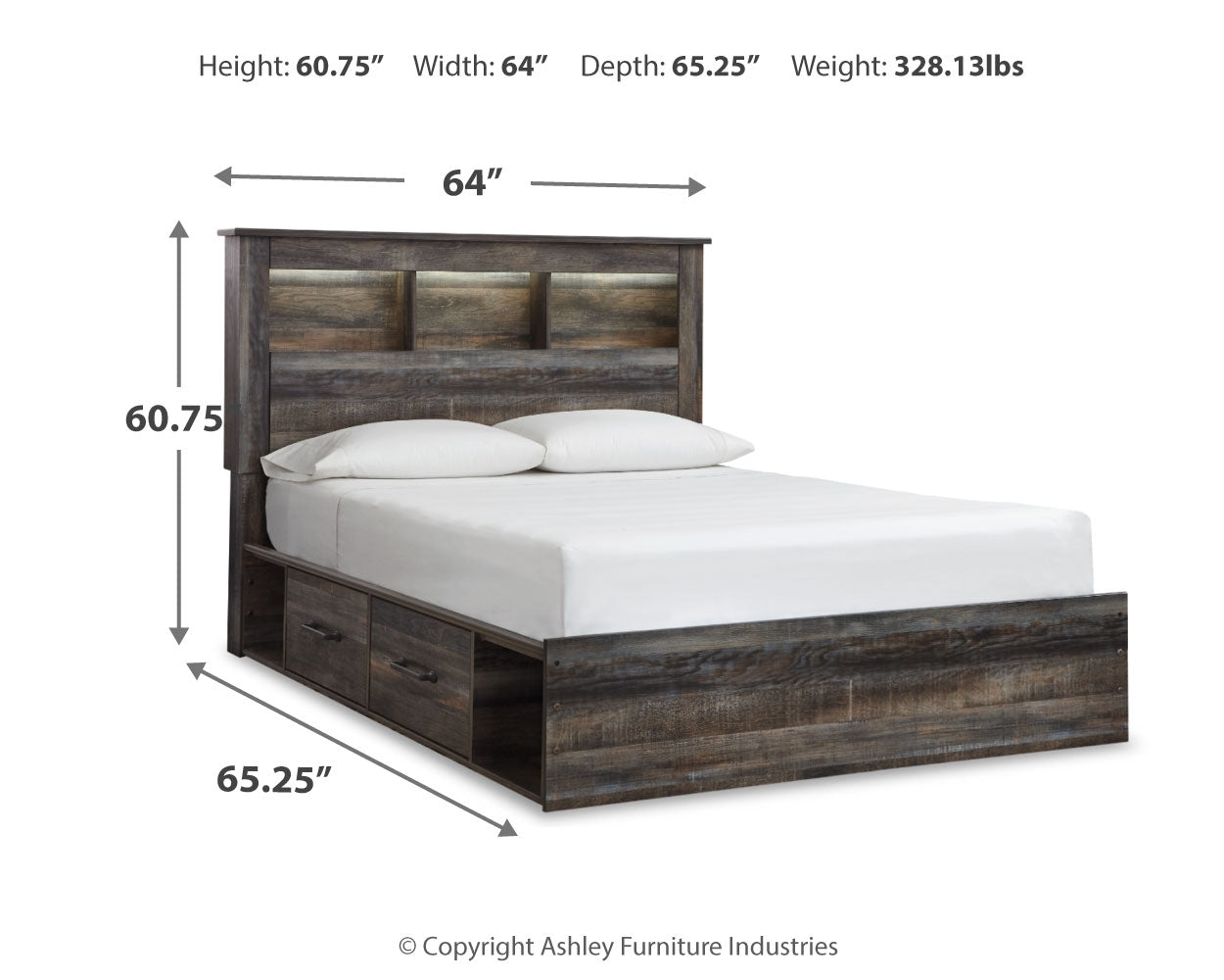 Drystan Queen Bookcase Storage Bed, Dresser, Mirror, Chest and 2 Nightstands