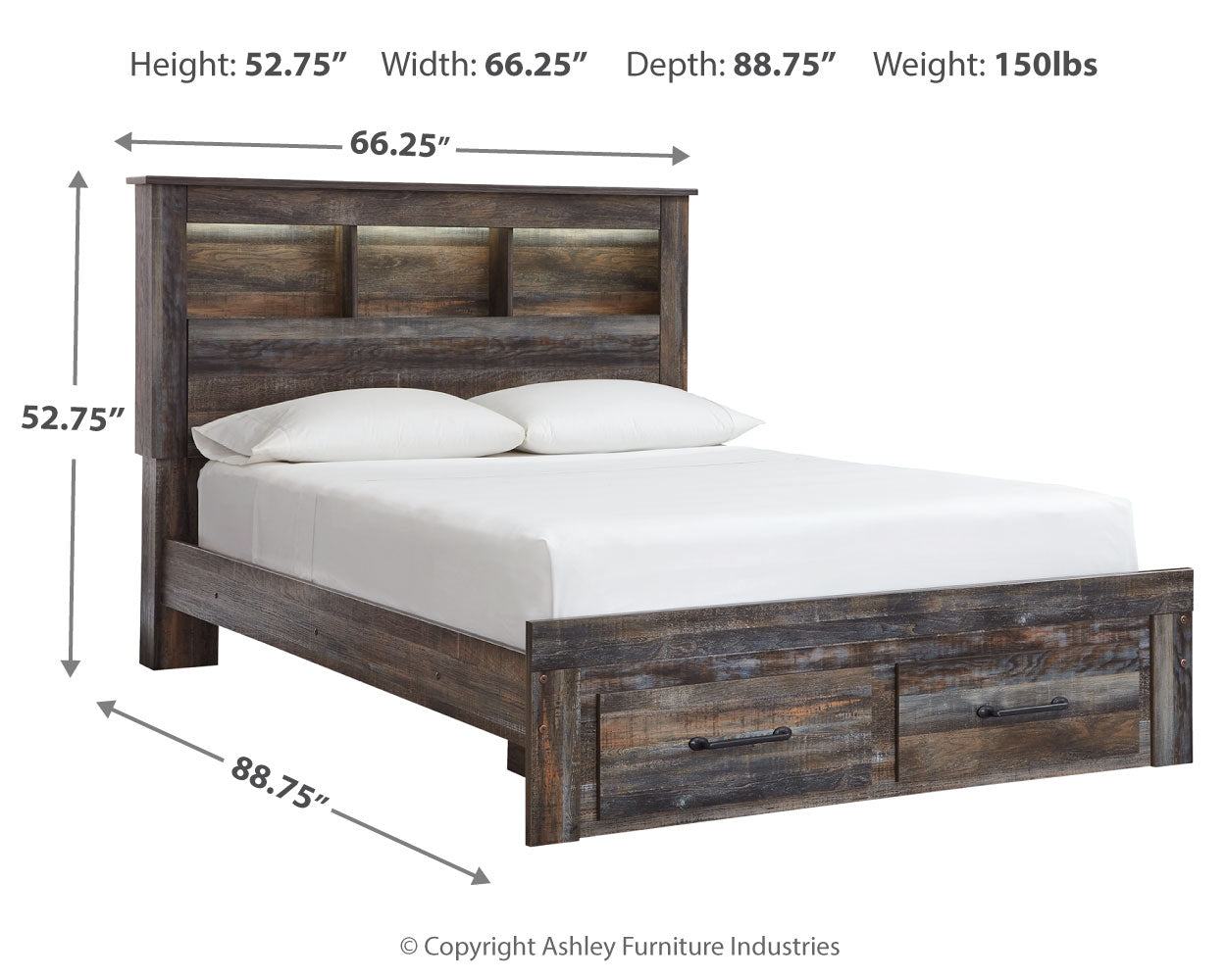 Drystan Queen Bookcase Storage Bed, Dresser, Mirror, Chest and 2 Nightstands