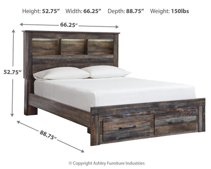 Drystan Queen Bookcase Storage Bed, Chest and 2 Nightstands