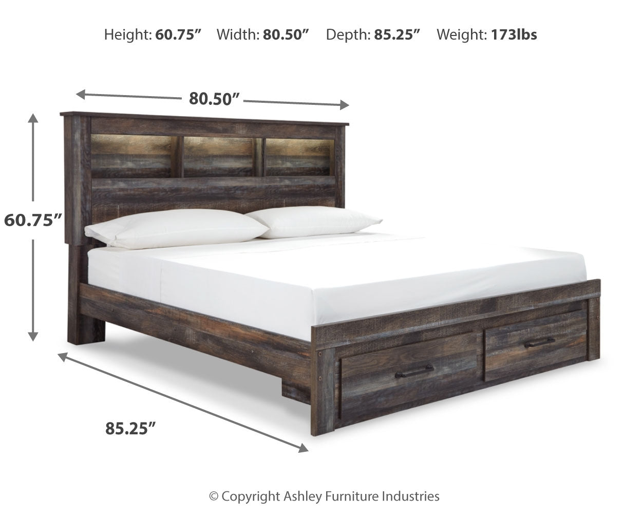 Drystan King Bookcase Storage Bed, Dresser, Mirror, Chest and Nightstand
