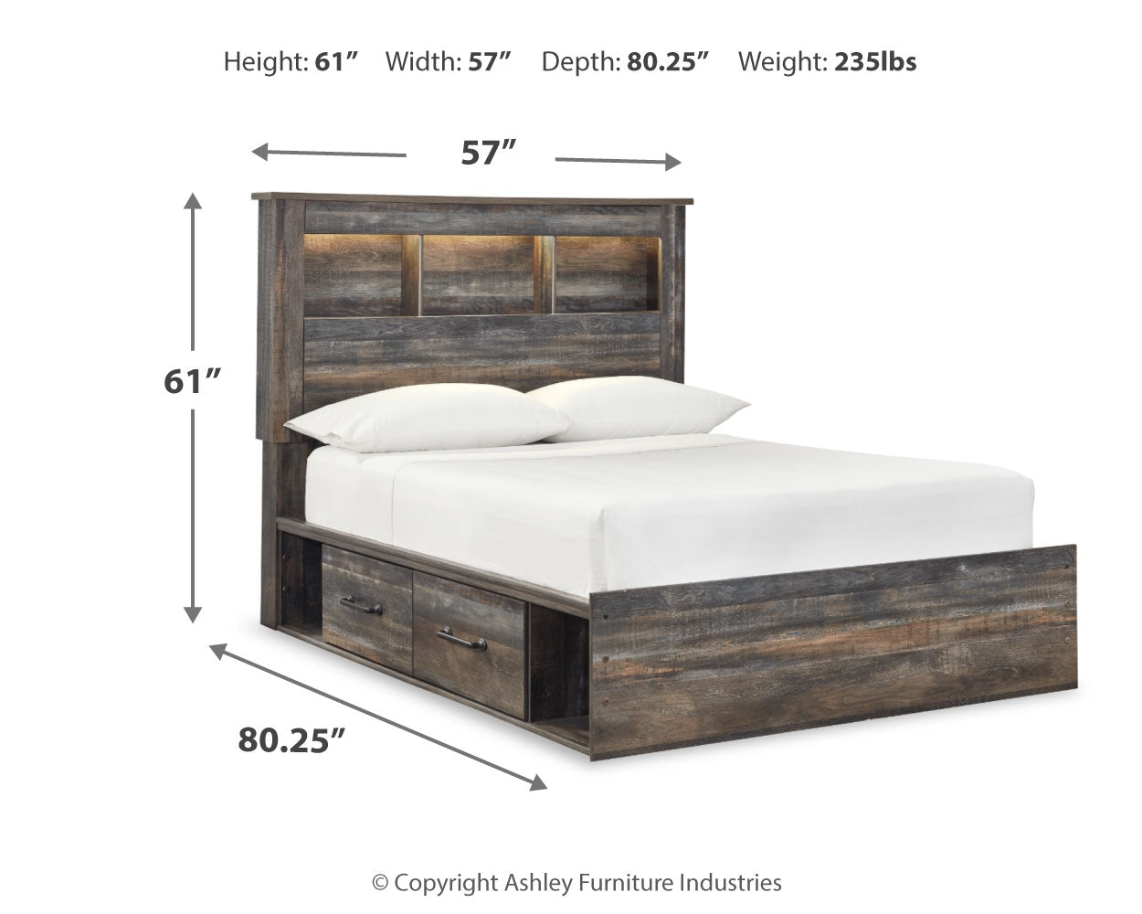 Drystan Full Bookcase Storage Bed, Dresser and Nightstand