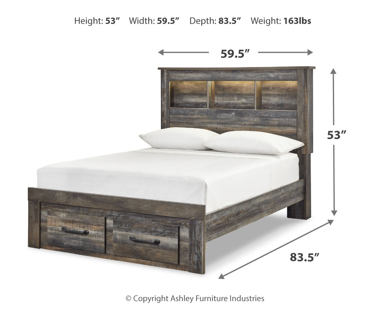 Drystan Full Bookcase Storage Bed, Dresser and Mirror