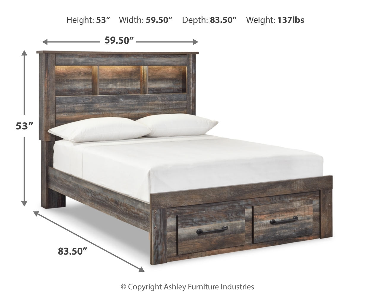 Drystan Full Bookcase Storage Bed, Chest and Nightstand
