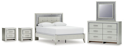 Zyniden Queen Panel Bed, Dresser, Mirror and 2 Nightstands