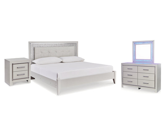 Zyniden Full Panel Bed, Dresser, Mirror and Nightstand