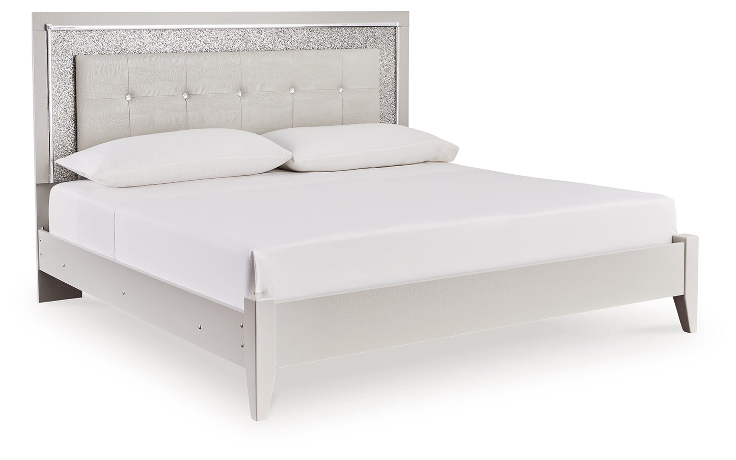 Zyniden King Upholstered Panel Bed, Dresser, Mirror and 2 Nightstands