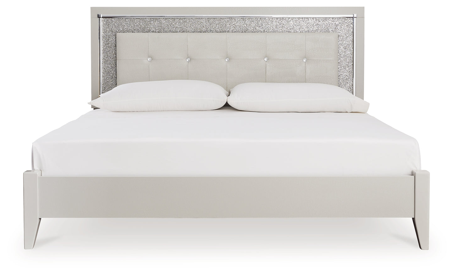 Zyniden King Upholstered Panel Bed, Dresser, Mirror and 2 Nightstands