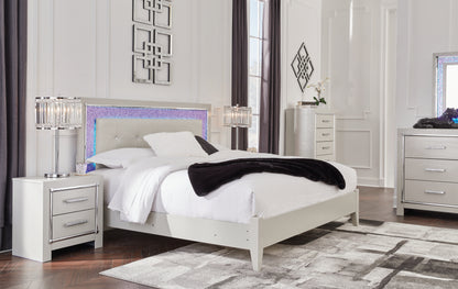 Zyniden King Upholstered Panel Headboard, Dresser and Mirror