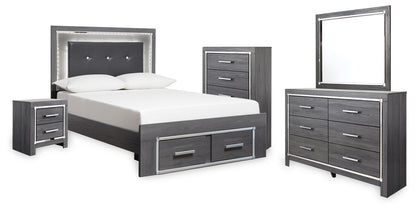 Lodanna Full Storage Bed, Dresser, Mirror, Chest and Nightstand