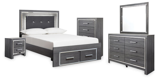 Lodanna Full Storage Bed, Dresser, Mirror, Chest and Nightstand