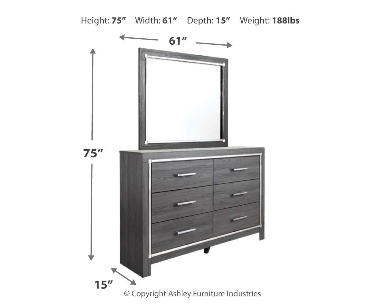 Lodanna King/Cal King Panel Headboard, Dresser, Mirror and 2 Nightstands