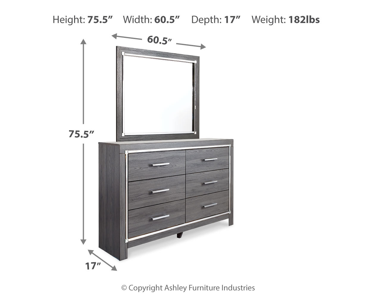 Lodanna King Upholstered Panel Headboard, Dresser, Mirror, and Nightstand