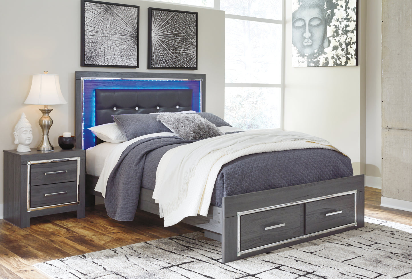 Lodanna Queen Storage Bed, Chest and Nightstand