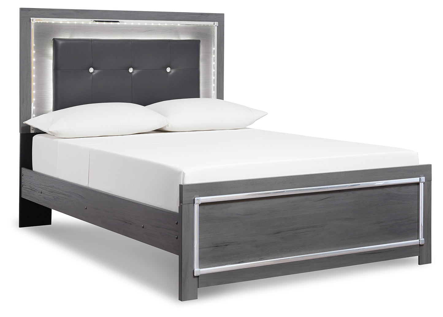 Lodanna Full Upholstered Panel Bed, Dresser, Mirror, and Nightstand