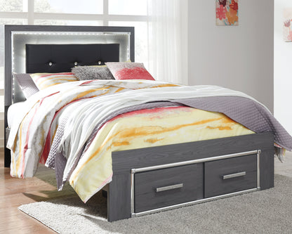 Lodanna Full Upholstered Panel Storage Bed, Dresser, Mirror, and Nightstand