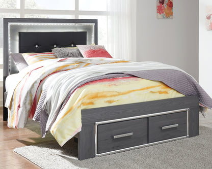 Lodanna Full Upholstered Panel Storage Bed, Dresser, Mirror, and Nightstand