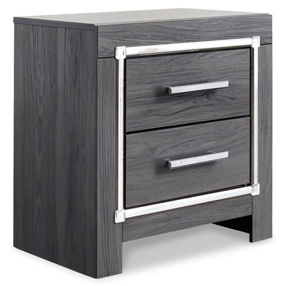 Lodanna King Upholstered Storage Bed, Dresser, Mirror, Chest, and Nightstand