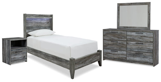 Baystorm Twin Panel Bed, Dresser, Mirror and Nightstand