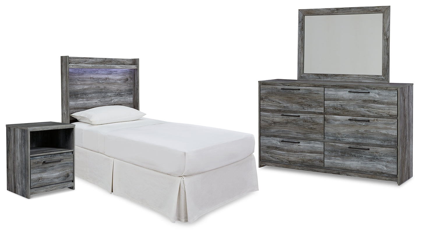 Baystorm Twin Panel Bed Headboard, Dresser, Mirror and Nightstand